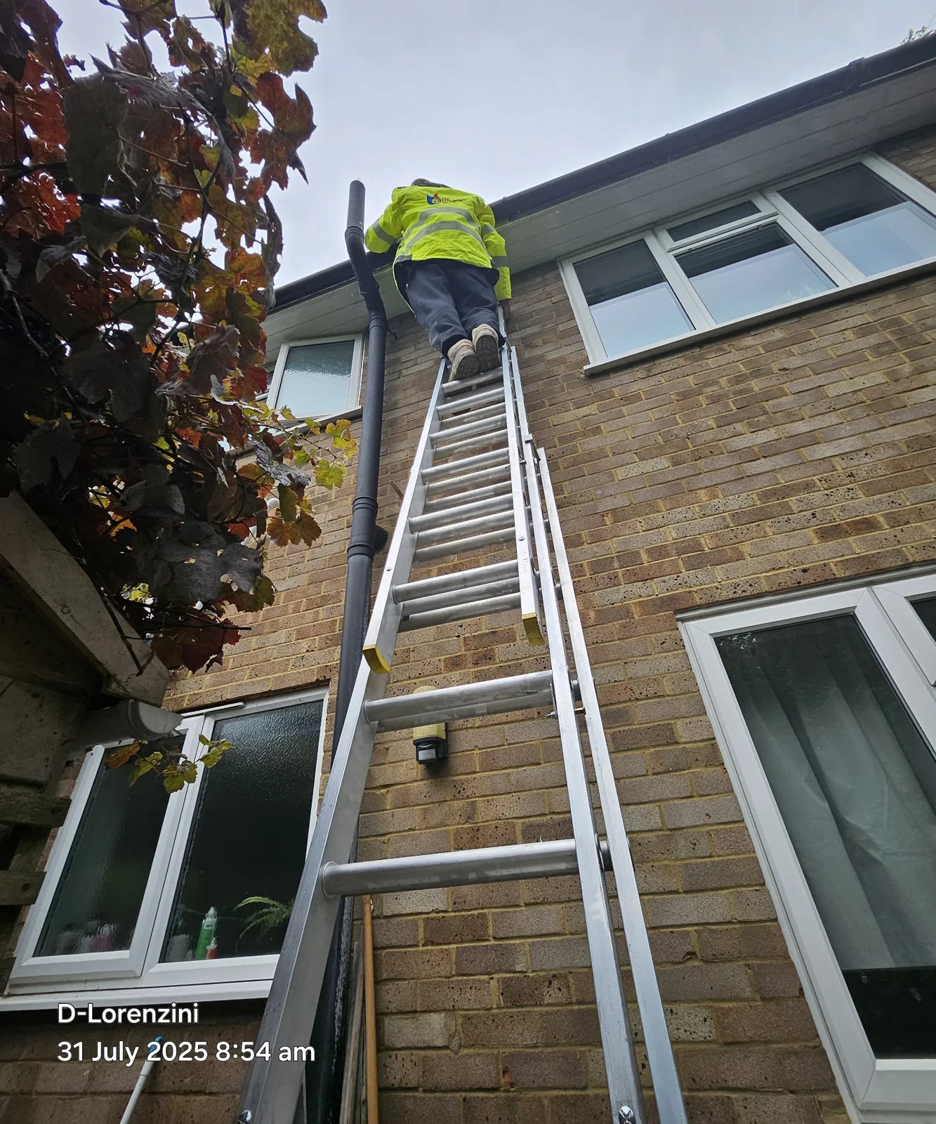 Gutter maintenance at roof level