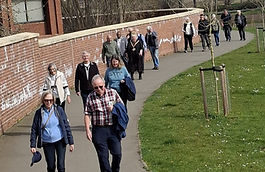 group of people on a wellbeing walk at meadowside leisure centre