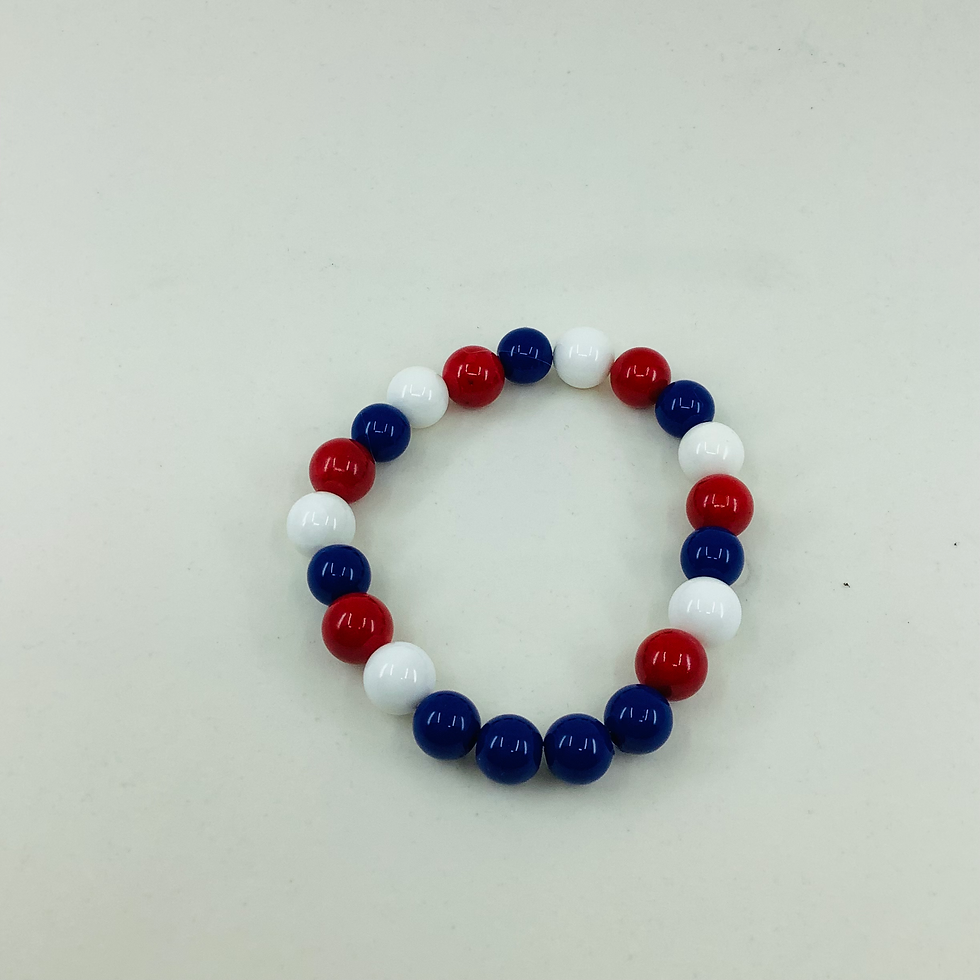 Unisex 10mm red white blue bracelet 