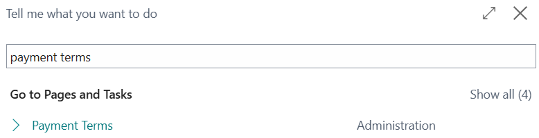 Searching for payment terms