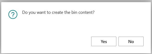 Create Bin Content confirmation dialog