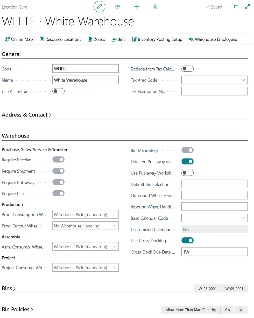 Location Card in Dynamics 365 Business Central