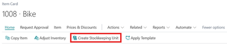 Dynamics 365 Business Central Training: Stockkeeping Units