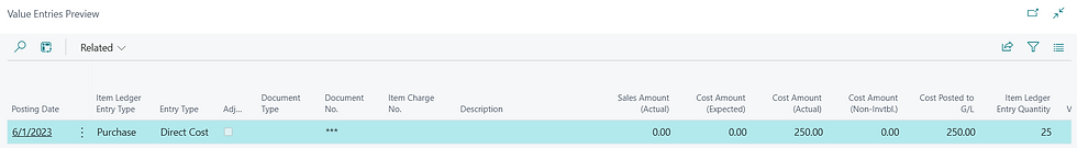 Value Entries for a Purchase