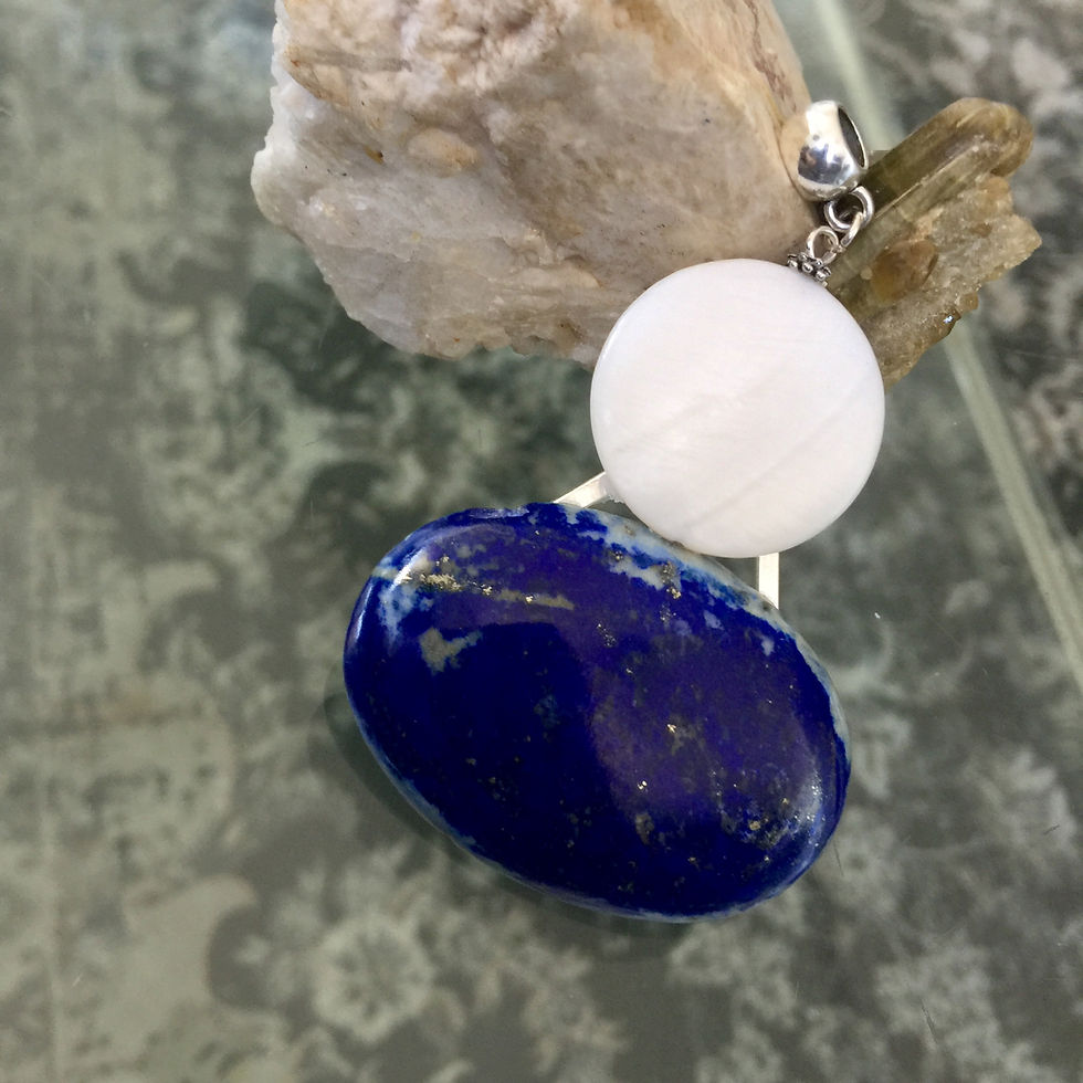 Thumbnail: Natural Lapis and Mother of Pearl Pendant.