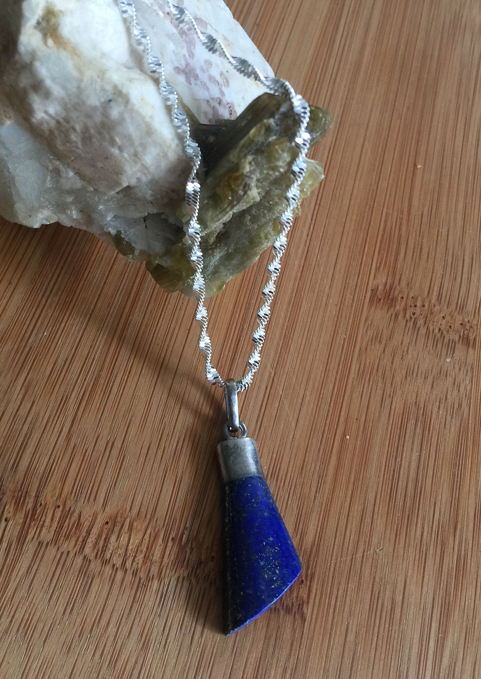 Thumbnail: Genuine Lapis Lazuli Pendant, Sterling Silver