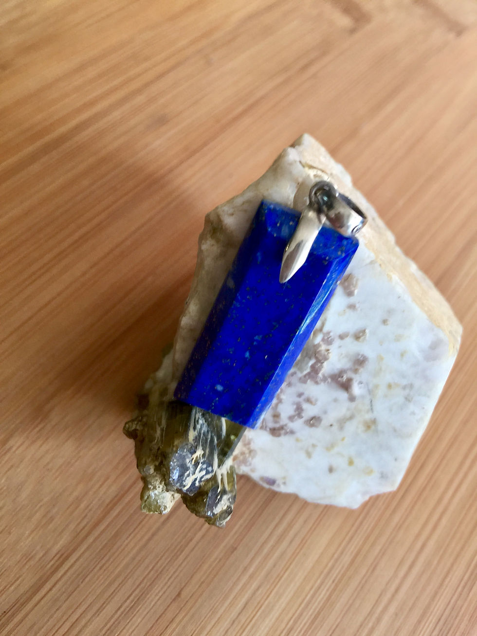 Genuine Lapis Lazuli Pendant, Sterling Silver