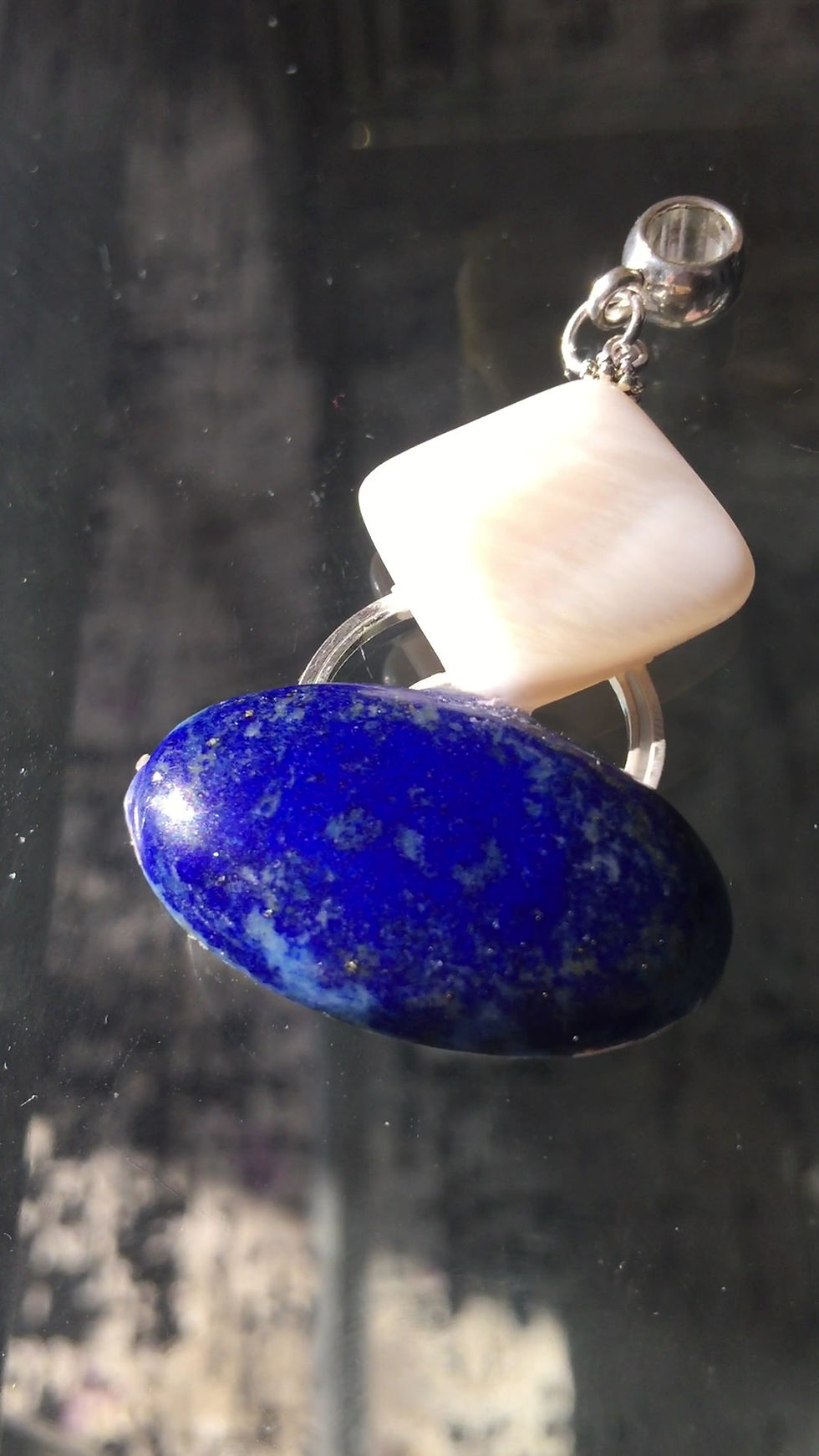 Thumbnail: Guarantee High Quality Lapis and Mother of Pearl Pendant.