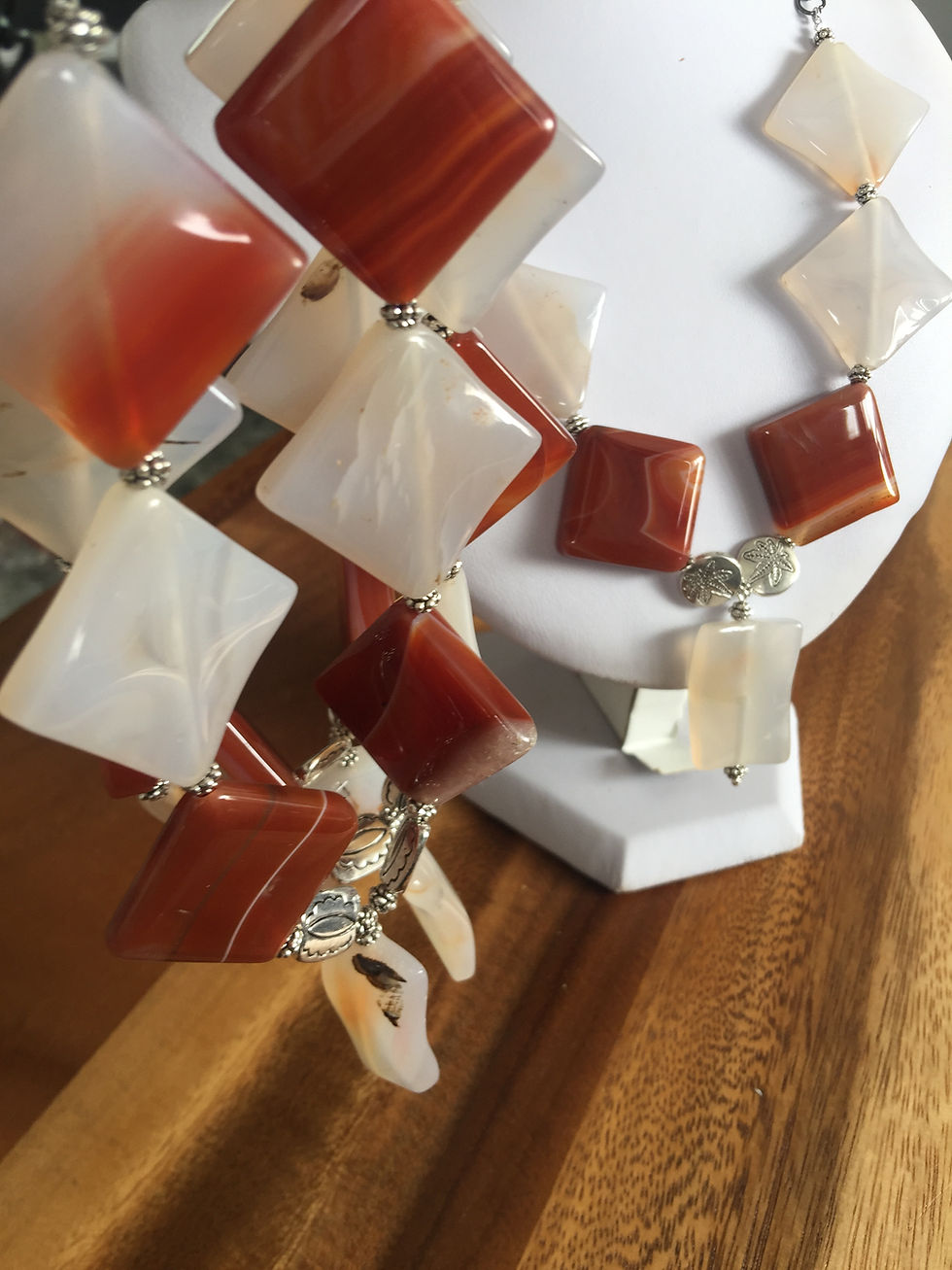 Thumbnail: A Lot of 6 Multi Gemstone Necklace, Big Size Stone