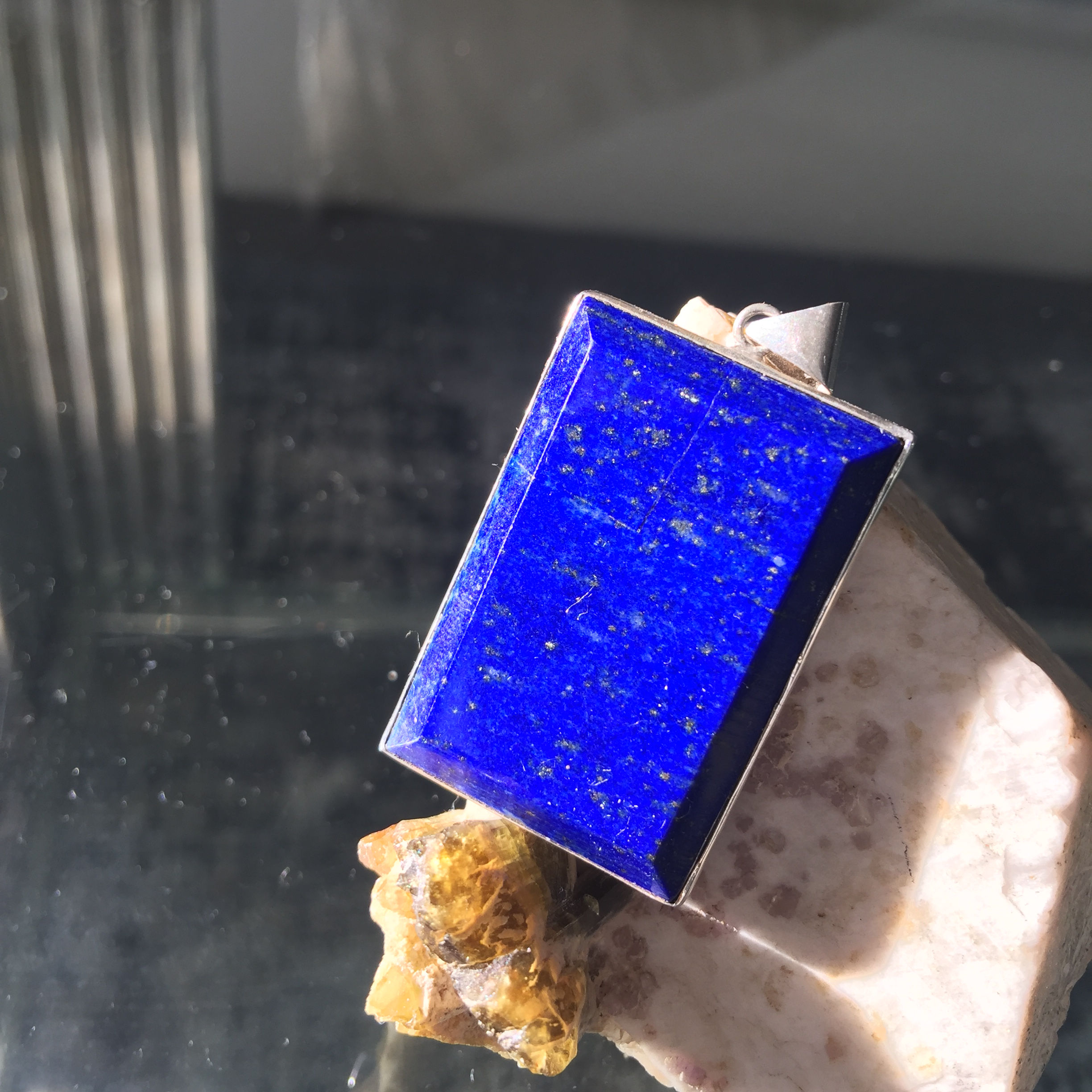 A lot of 12 High Quality Lapis Lazuli Pendant, Sterling Silver.
