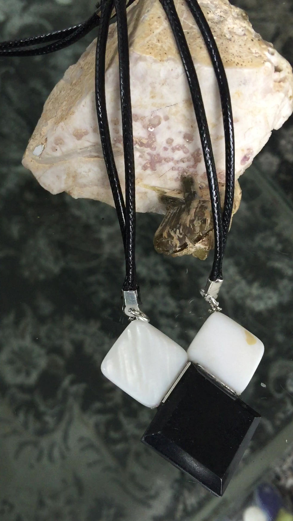 Thumbnail: Black Stone and Mother of Pearl Necklace