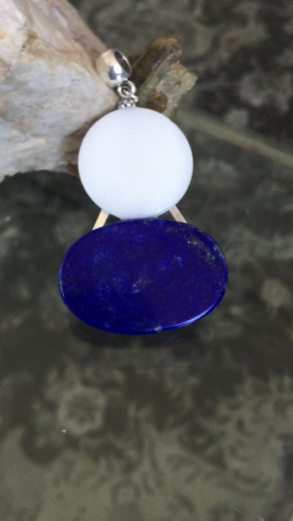 Thumbnail: Genuine AAA-Lapis Lazuli and Mother of Pearl Pendant