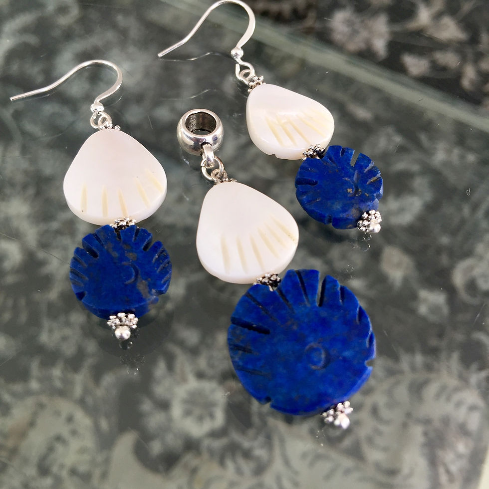 Solid Lapis Lazuli and Mother of Pearl Set, Guarantee High Quality Lapis