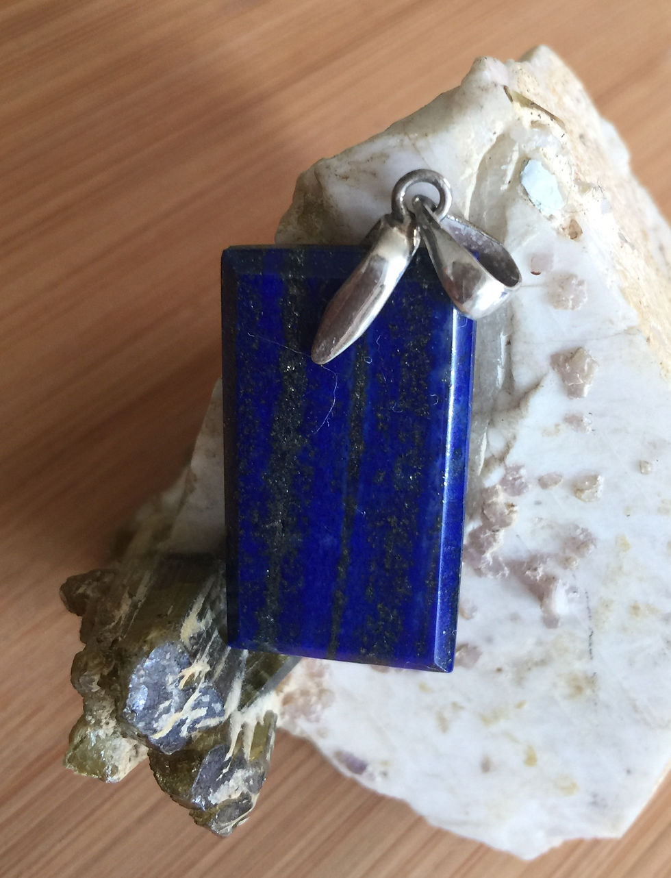 Genuine Lapis Lazuli Pendant, Sterling Silver