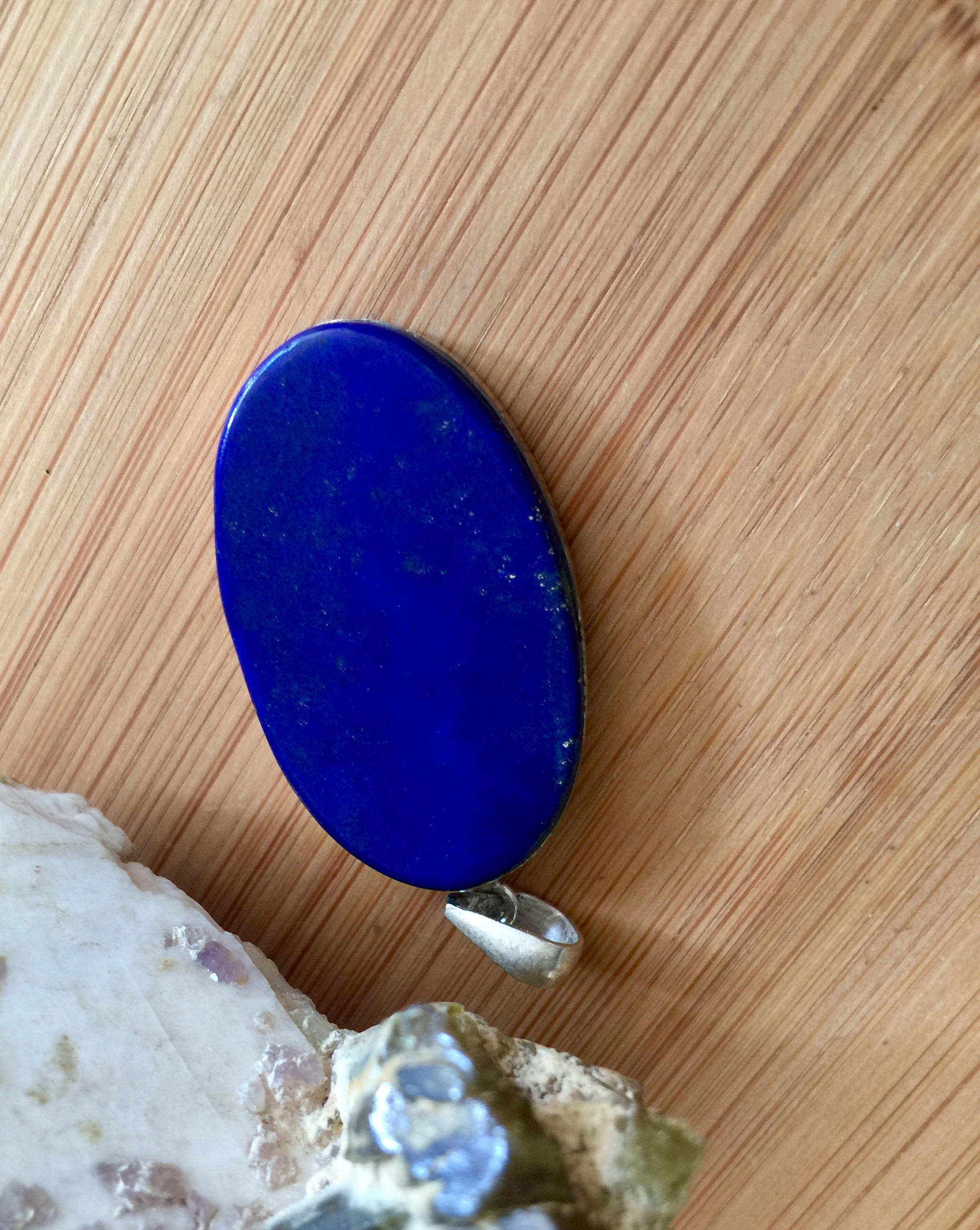 Genuine Lapis Lazuli Pendant, Sterling Silver