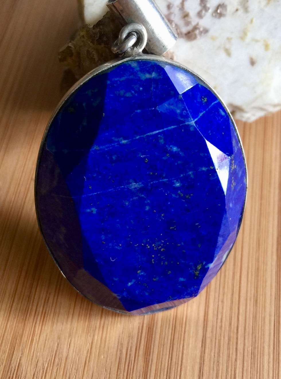 Thumbnail: Genuine Lapis Lazuli Pendant, High Quality Faceted Lapis, Sterling Silver