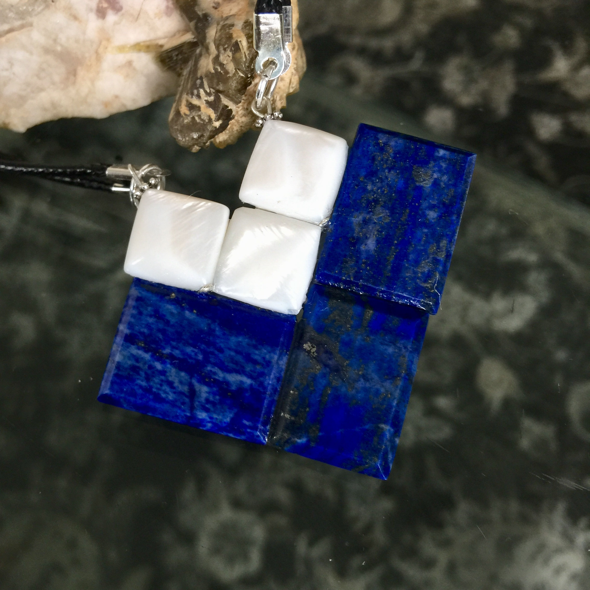 Solid Lapis Lazuli and Mother of Pearl Necklace, Guarantee High Quality Lapis