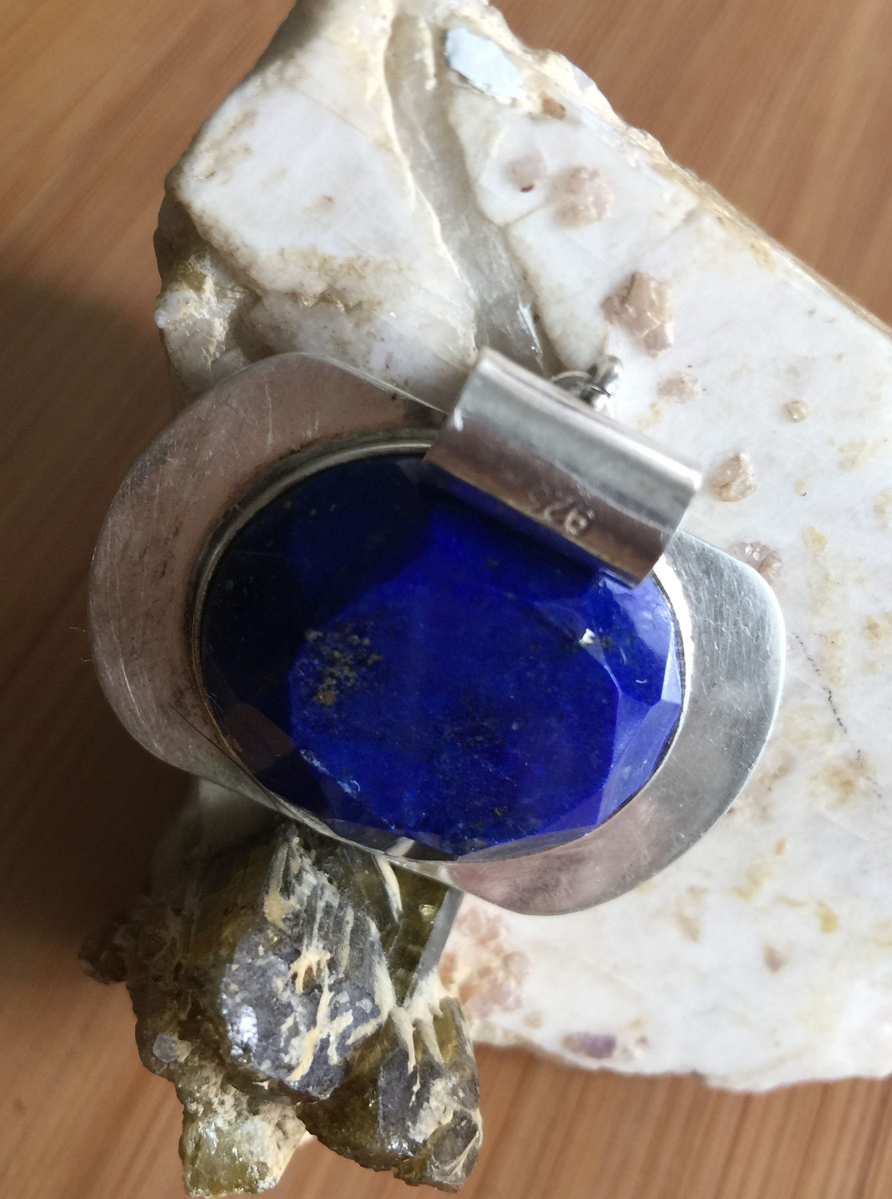 Genuine Lapis Lazuli Pendant, High Quality Faceted Lapis, Sterling Silver