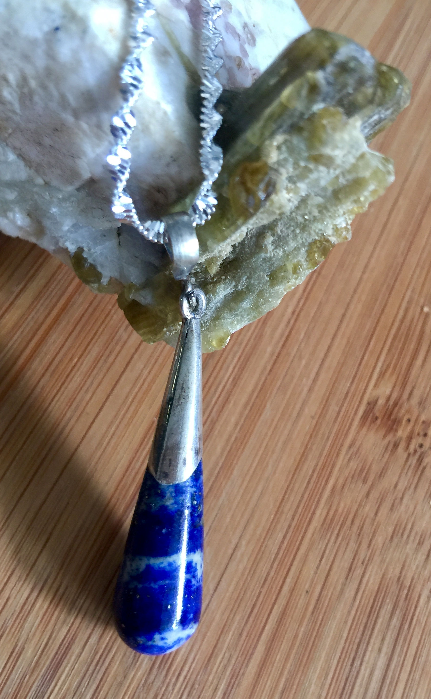 Genuine Lapis Lazuli Pendant, Sterling Silver