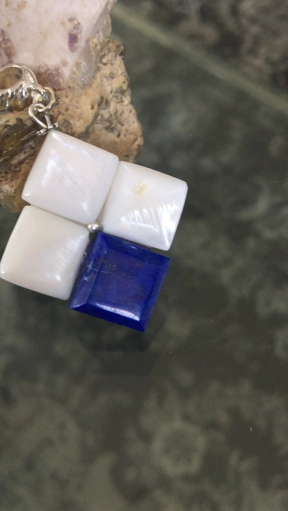 Thumbnail: Solid Lapis Lazuli and Mother of Pearl Pendant, Guarantee High Quality Lapis
