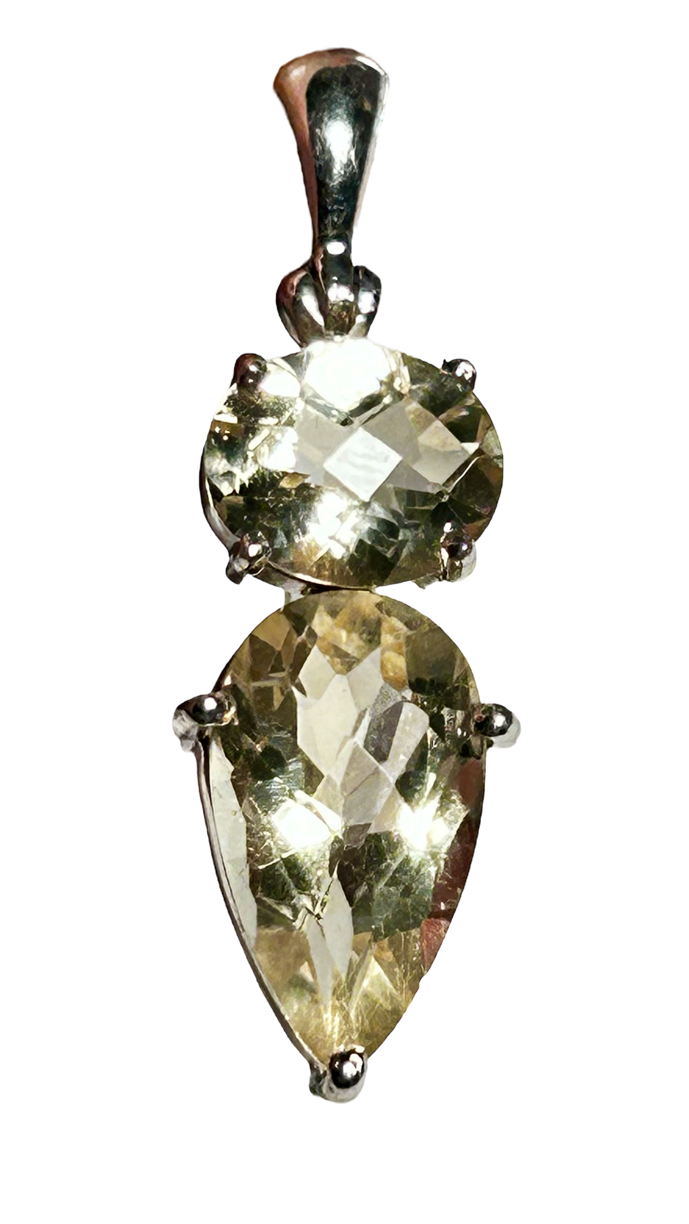 Double Stone Faceted Golden Labradorite Pendant