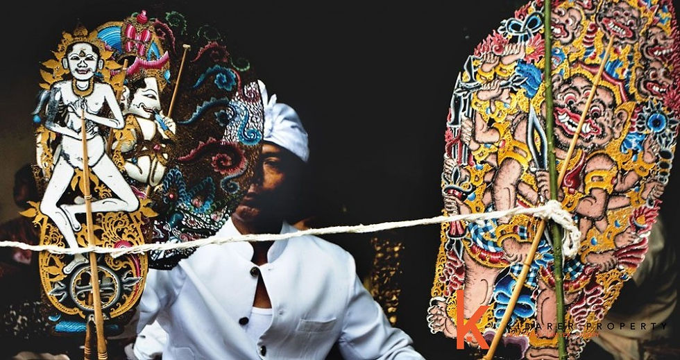 Traditional mask and costume performance art, part of the Balinese arts culture honoured on Tumpek Wayang