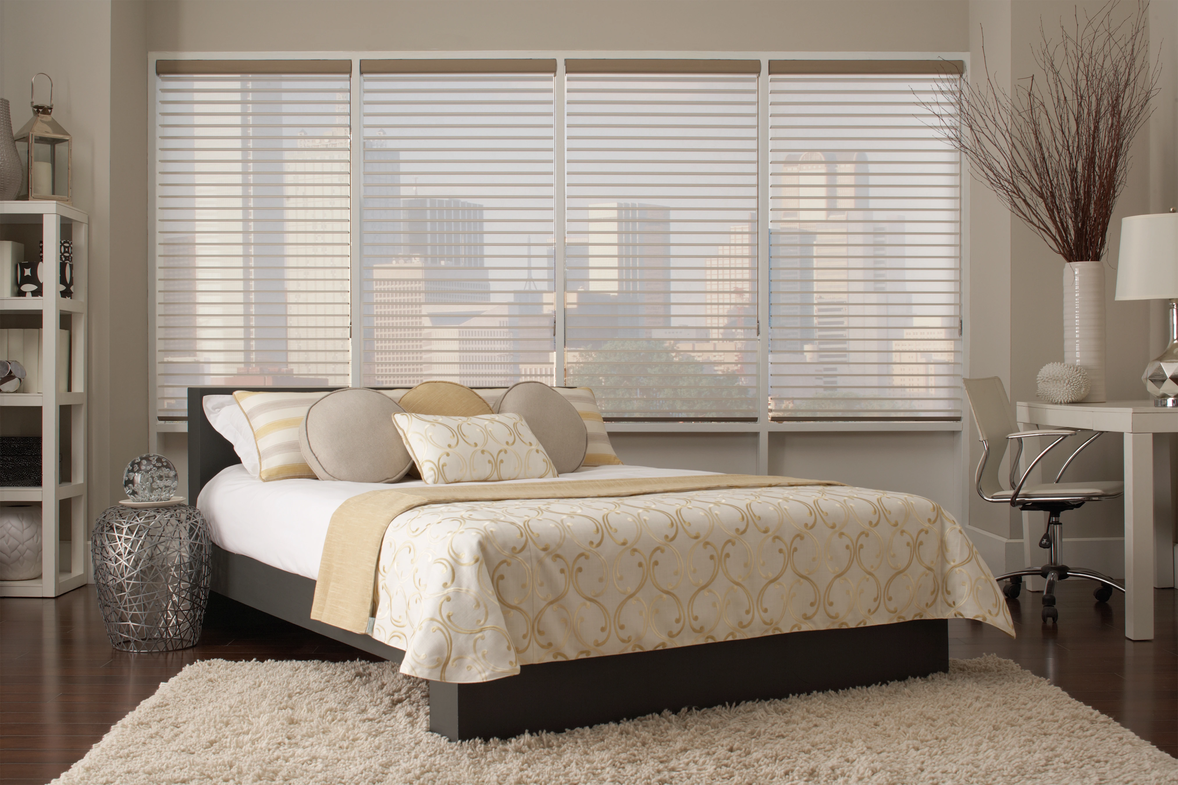 Tenera Sheer Horizontal Shades are sheers with a fabric slat that can be tilted like a blind to control light