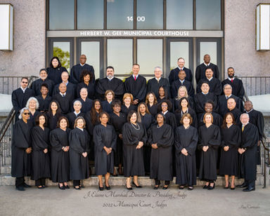 Houston Municipal Court judges group portrait outside the Herbert W. Gee Municipal Courthouse