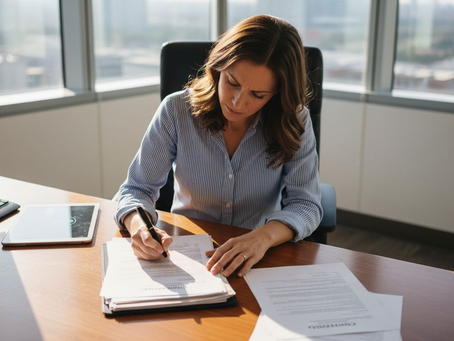 Business owner protecting copyrights in office