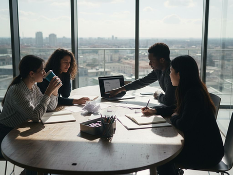 I fondatori delle startup si confrontano e lavorano insieme attorno a un vero tavolo di riunione.