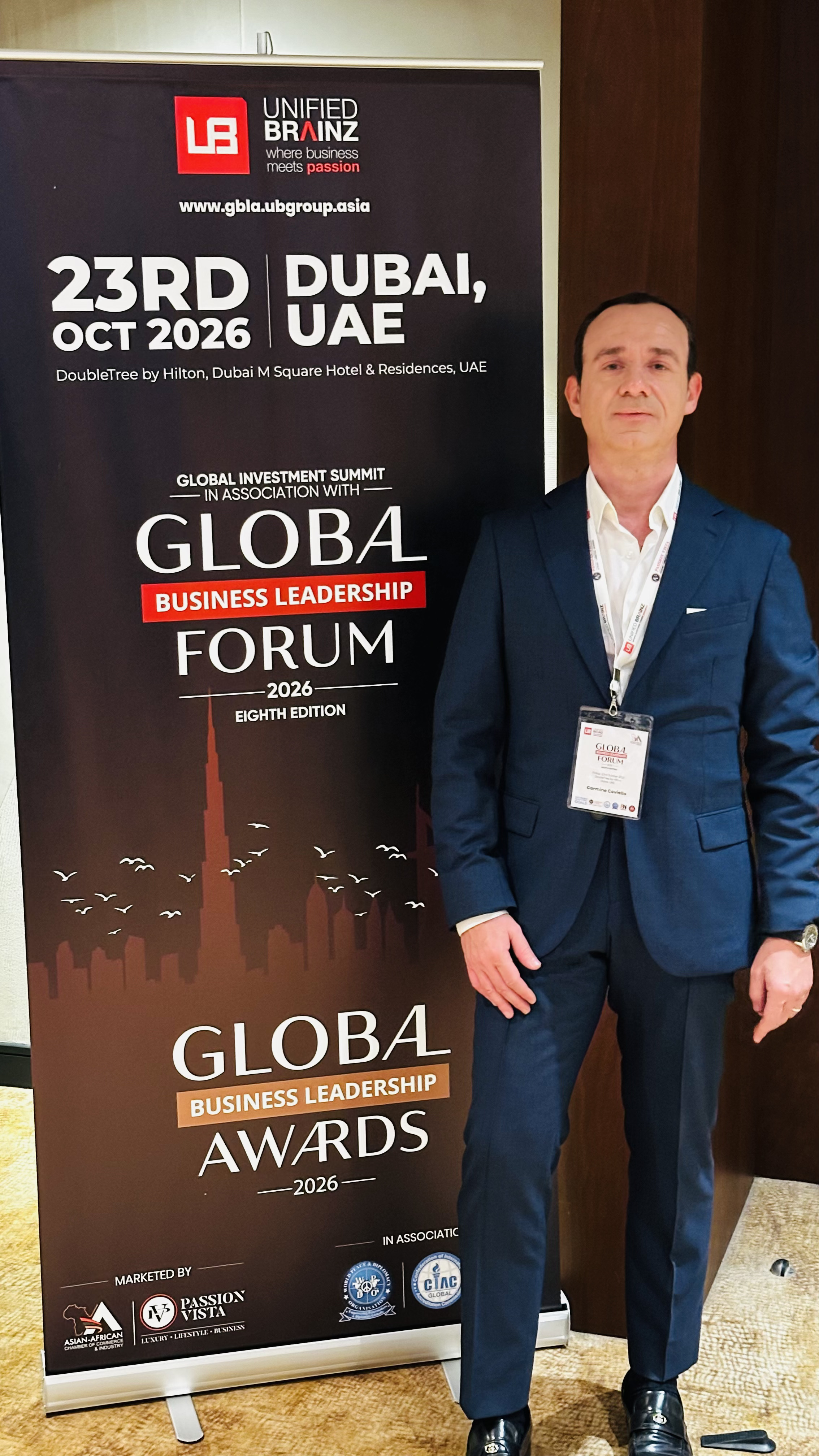 Carmine Coviello al Global Business Leadership Forum del 23 ottobre 2026 a Dubai
