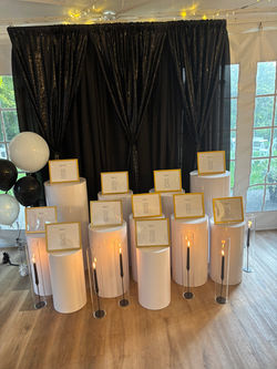 plan de table géant de cadre et rideau de paillette noir