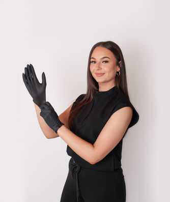 Female client in a professional outfit during a beauty / aesthetic branding session
