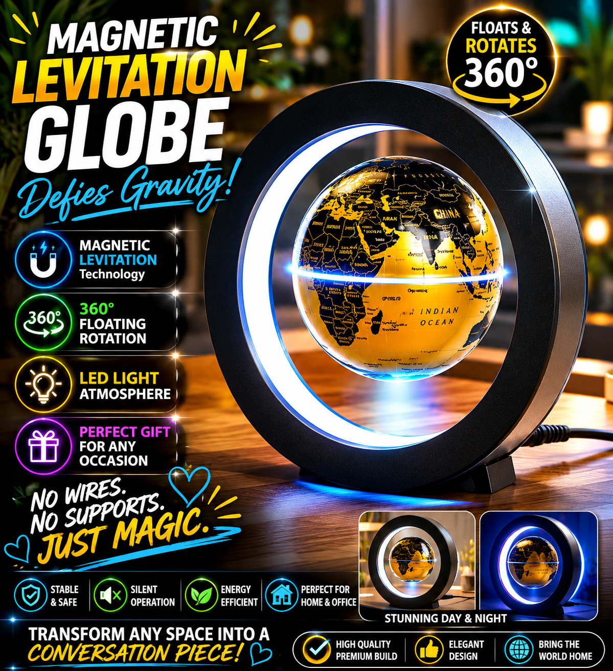 Hovering Blue Orb Decor