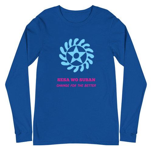 SESA WO SUBAN Men's Long Sleeve Tee - Baby Blue | Adinkra Soulname