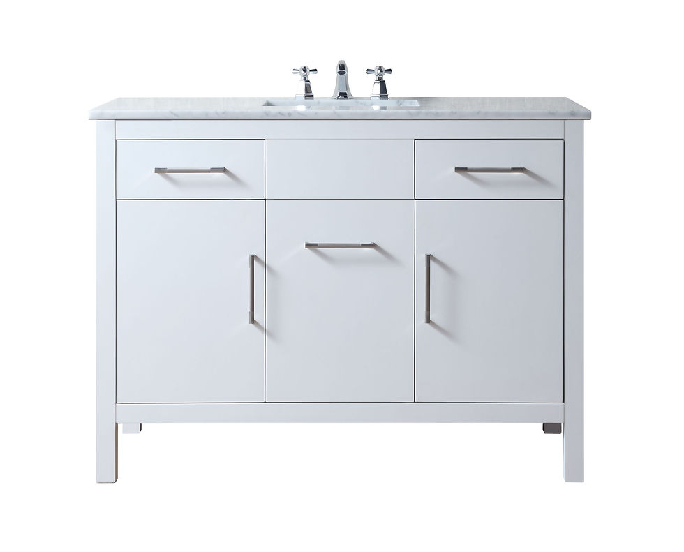 Atreus 48" White Single Sink Vanity with Carrara Marble Top