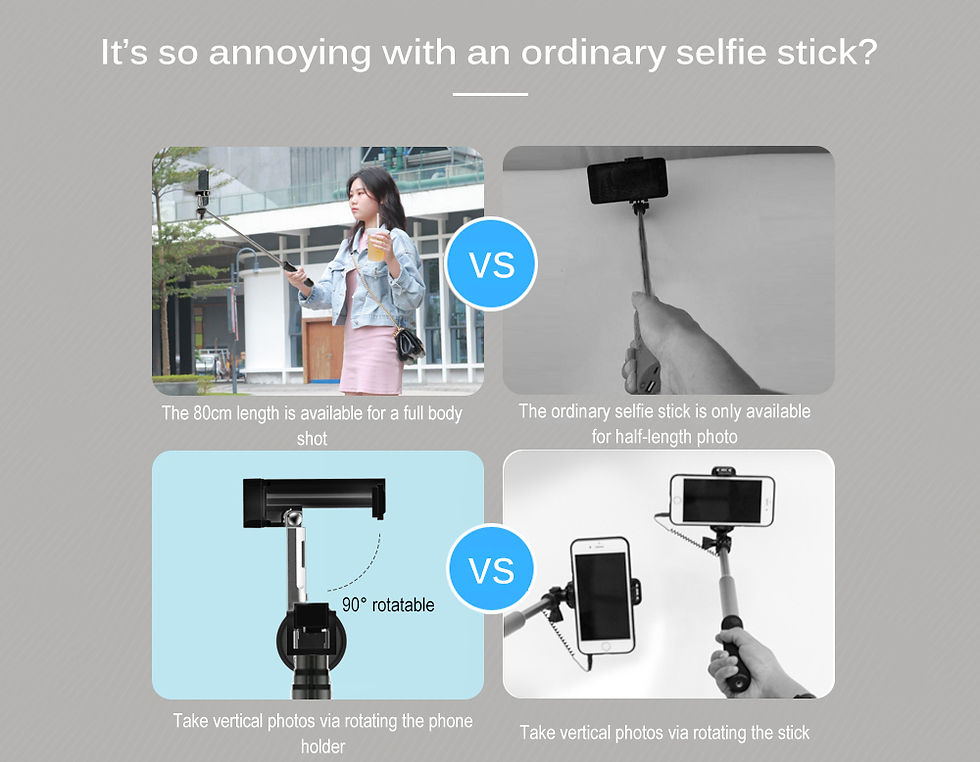 Miniaturbild: Drahtloser Selfie-Stick mit Bluetooth-Fernauslösung und max. Auszug von 80cm