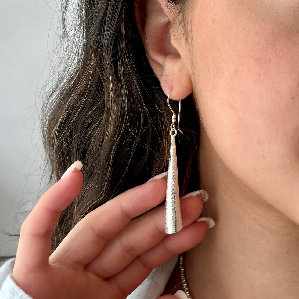 Thumbnail: Open Bloom Long Textured Earrings