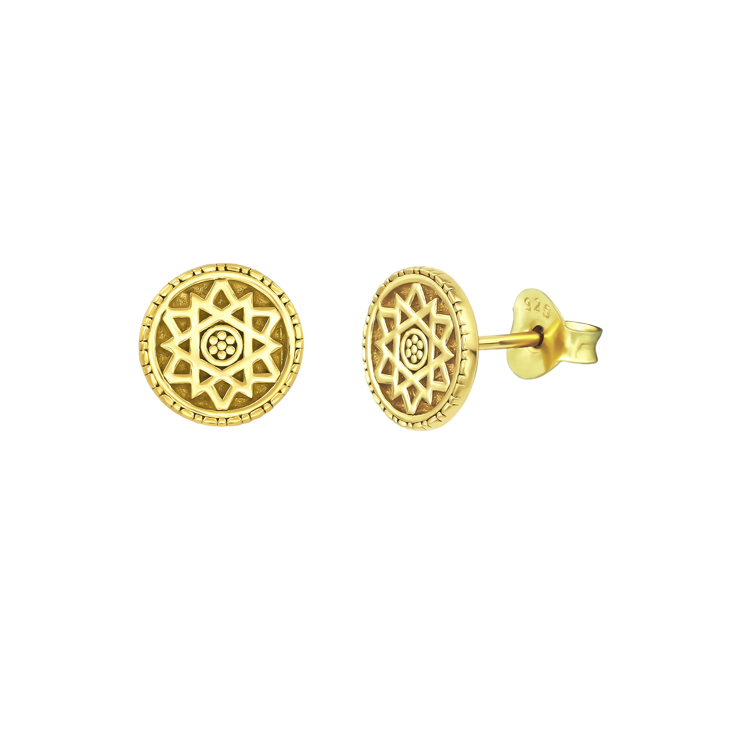 Mandala Stud Earrings - Gold