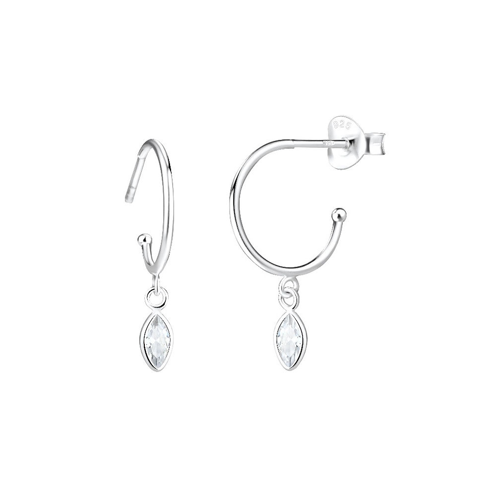Thumbnail: Oriana Half Hoop with CZ Drop Earrings