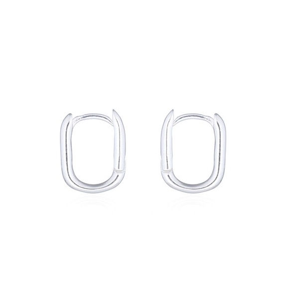 Mini Fine Oval Hoop Earrings - Silver