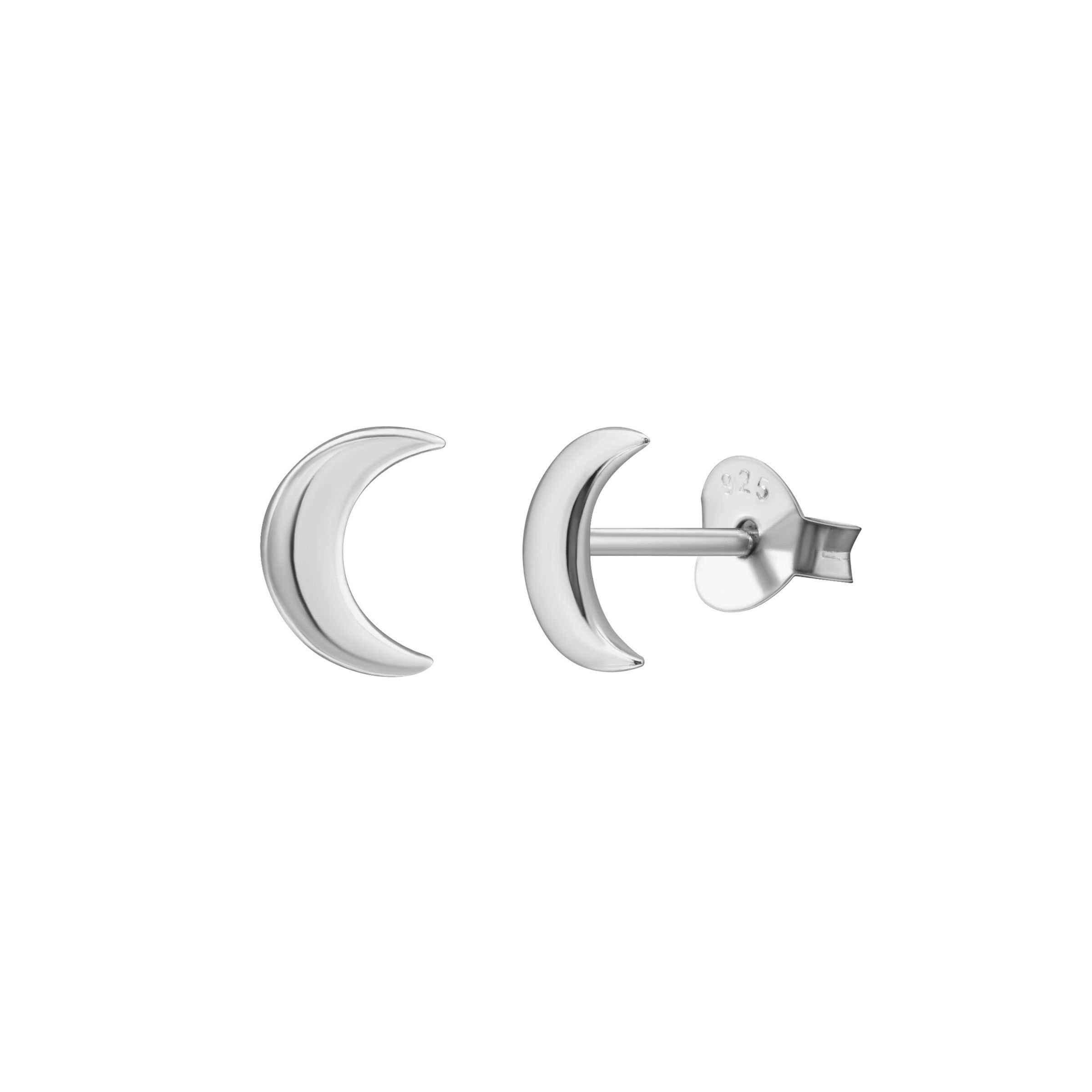 Moon Stud Earrings - Silver