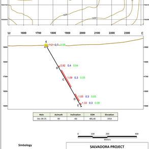 SAN LORENZO CUTS 5 SECTIONS OF MINERALIZATION TOTALING 222.4 METERS IN FIRST HOLE OF CURRENT DRILLING PROGRAM