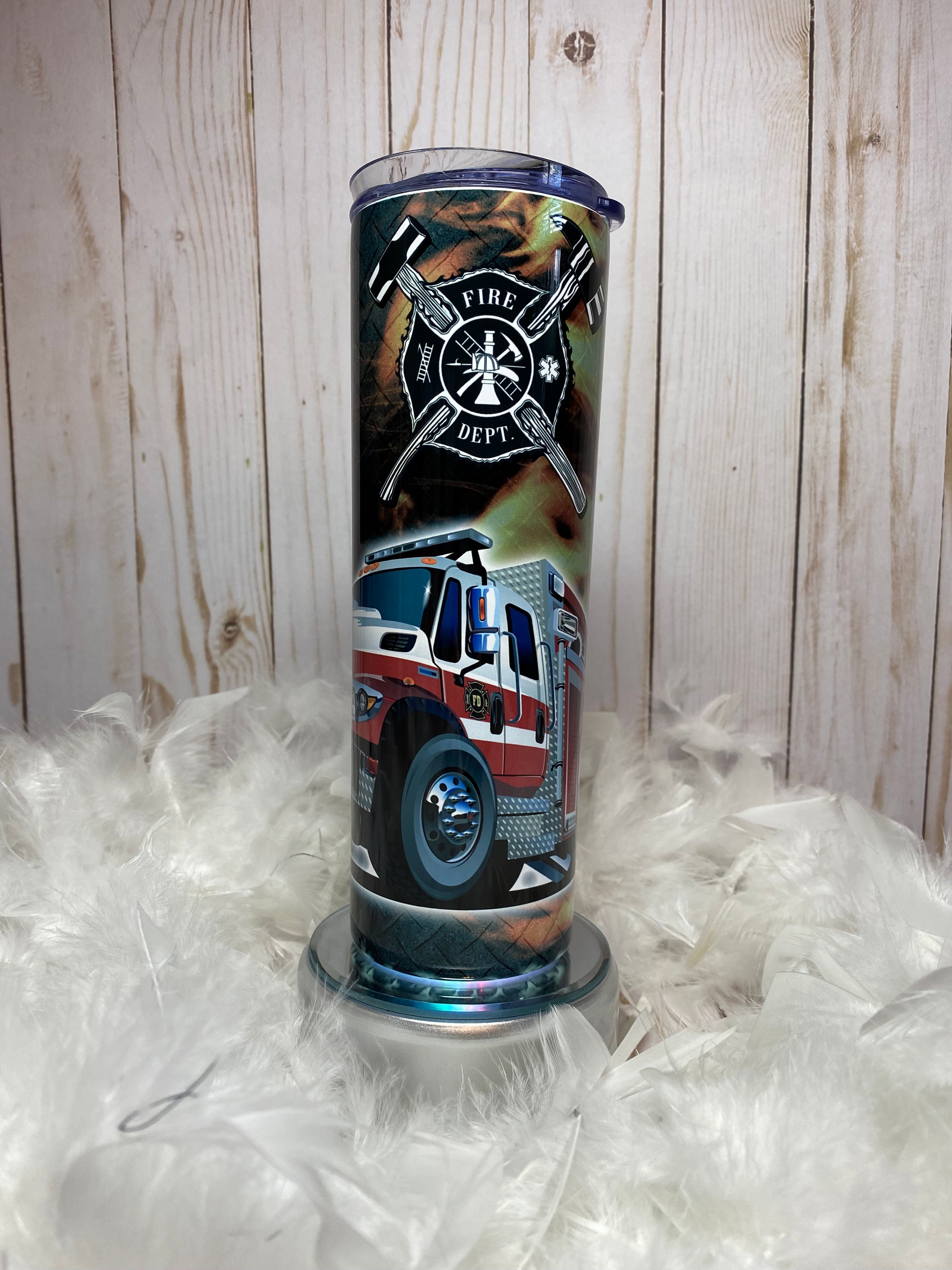 Fueled by fire Driven by Jesus 20oz Skinny Sublimated Tumbler