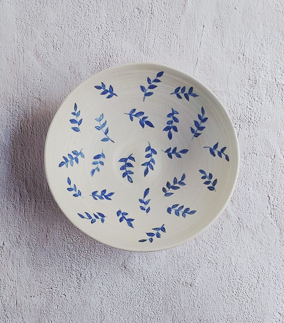 Thumbnail: Deep Ceramic Plate – Blue Botanical Pattern