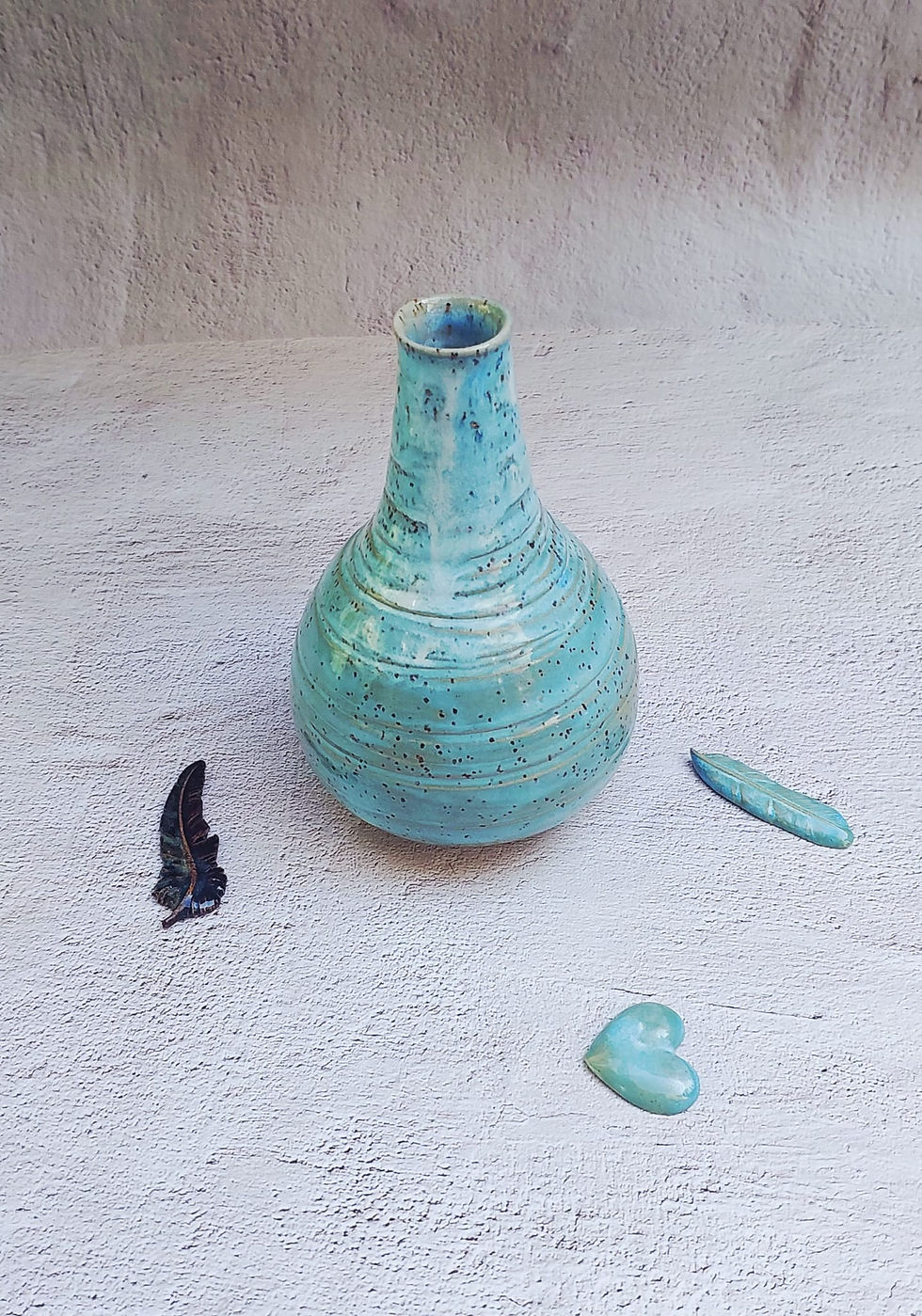 Thumbnail: Turquoise Stoneware Vase