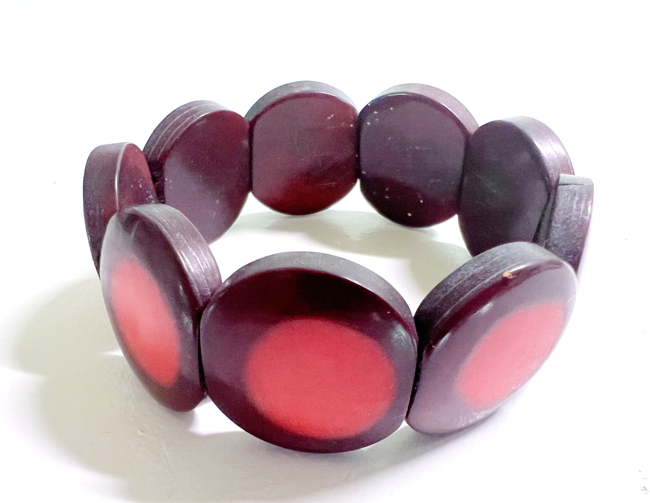 Tagua Disc Bracelet- Red