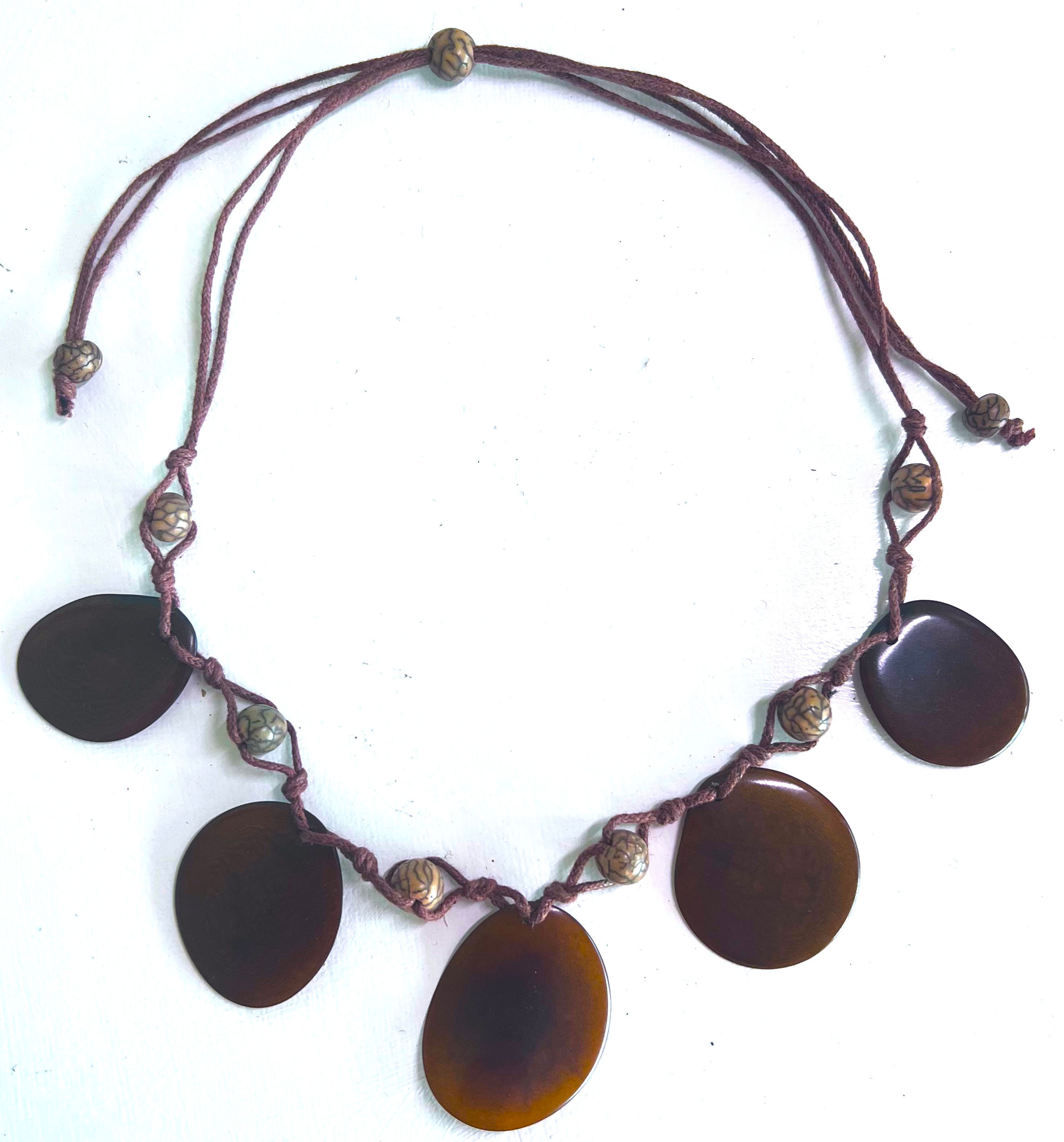 Tagua Chip Necklace - French Roast