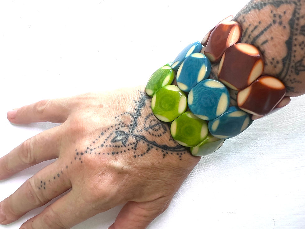 Thumbnail: Tagua Carved Disc Bracelet
