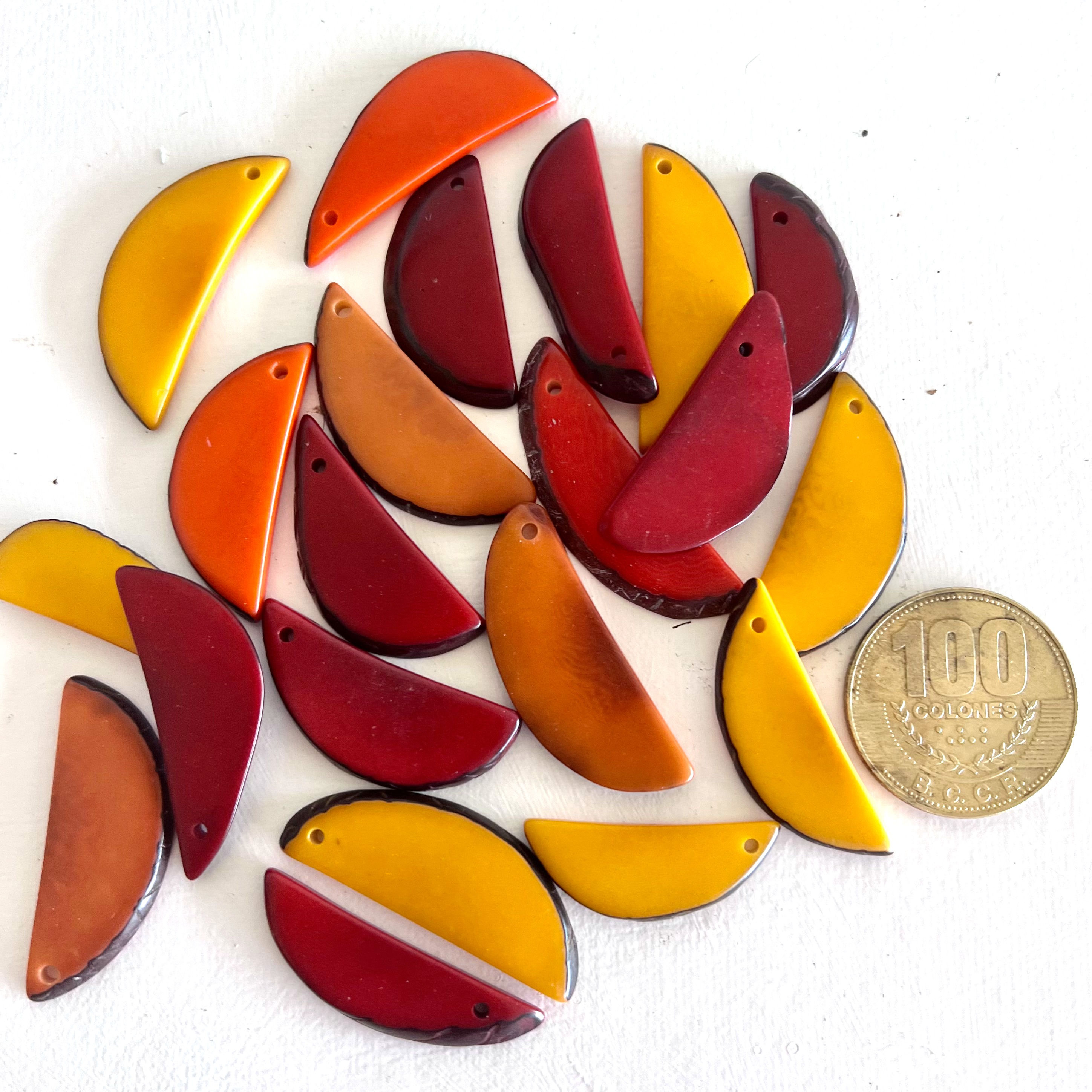 Tagua half moon beads